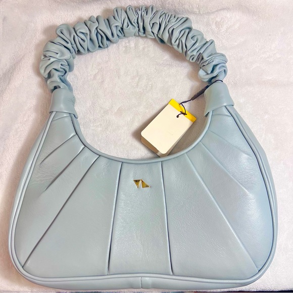NWT Genuine Leather Light Blue Shoulder Bag - Picture 2 of 5